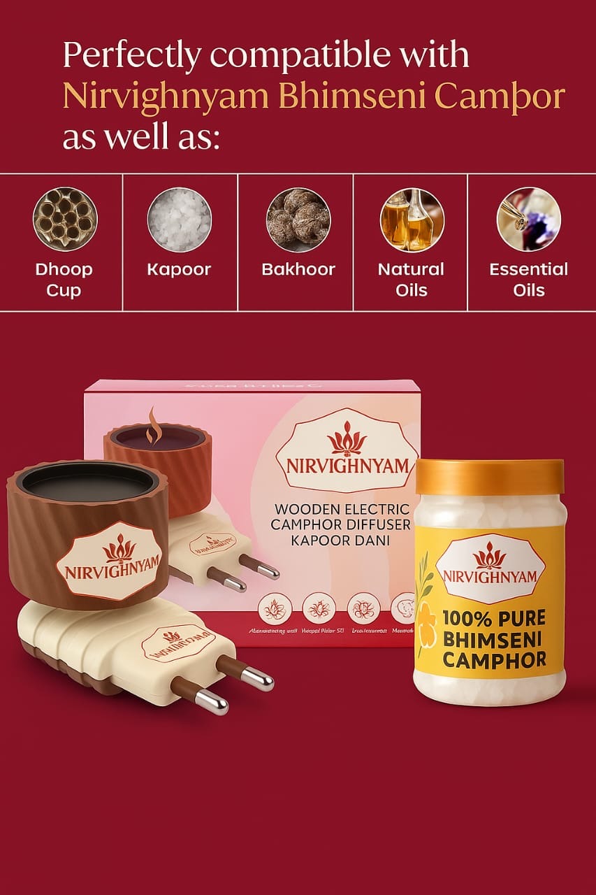 Nirvighnyam Electric Camphor Burner Essential Oil Diffuser for Home Office Meditation