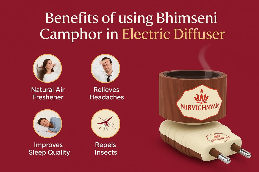 Nirvighnyam Electric Camphor Burner Essential Oil Diffuser for Home Office Meditation