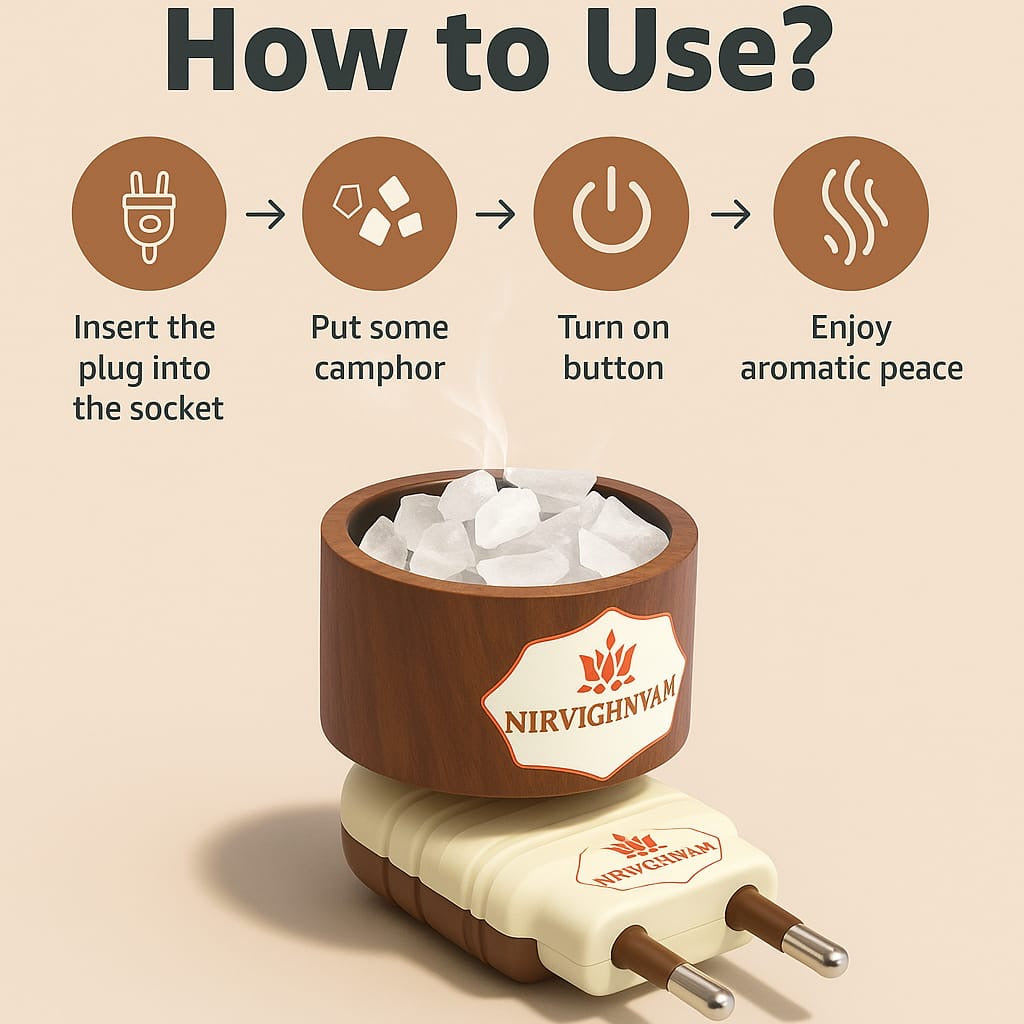 Nirvighnyam Electric Camphor Burner Essential Oil Diffuser for Home Office Meditation