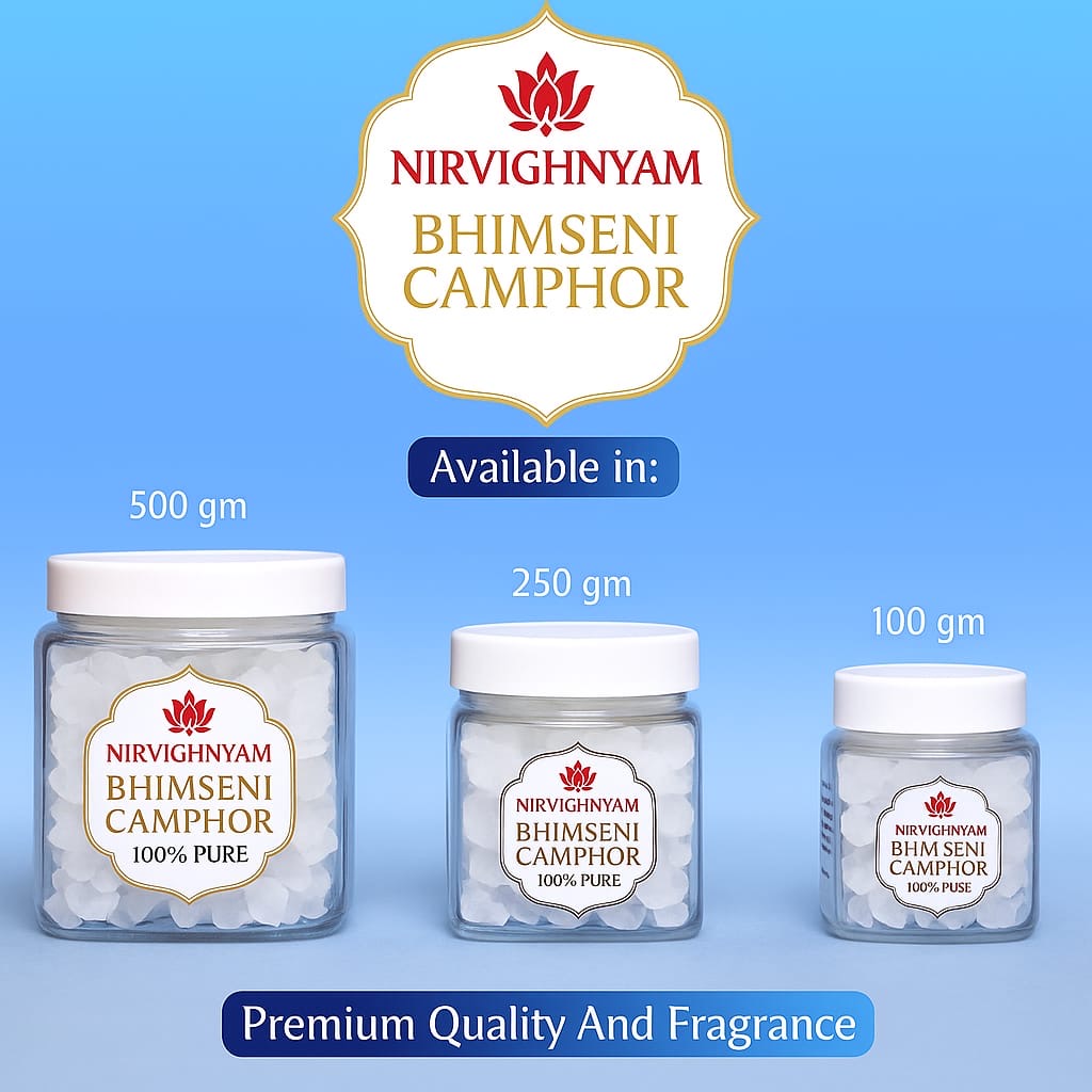 Pure Natural Bhimseni Camphor for Pooja, Air Purifier, Aromatherapy, Long-Lasting Fragrance